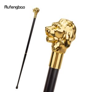 Guld lyxig lejonhuvudhandtag mode promenad pinne för fest dekorativ promenad cane elegant krosare knopp promenad pinne 93 cm