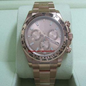 Prezent świąteczny Wysokiej jakości zegarek na rękę męskie Watch 116505 Pink Everose Gold Pink Diamond Baguette Dial293m