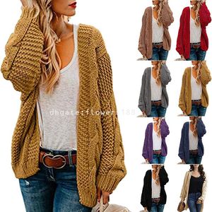 Women's Sweaters 2024 Spring Fall New Coarse Needle Linen Knitted Cardigan Women's Medium Long Solid Color Casual Loose Jacket Cardigan