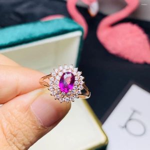 Cluster Rings Classic Silver Garnet Ring For Office Woman 4mm 6mm Natural Pyrope Solid 925 Jewelry