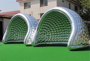 wholesale 10mW (33ft) Silver Inflatable Dome Tent Air Igloo Trade Show Camping Marquee Backdrop with Blower for Event Party