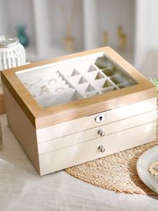 Kitchen Storage Japanese Stud Earrings Necklace Box Jewelry Large Capacity Wooden Drawer Type Household