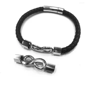 Charms rostfritt stålkontakter Infinity Knut Connect 6mm läder för DIY -armband Fynd smycken gör delar