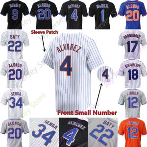 Jersey de beisebol Aarez Pete Alonso Kodai Senga Francisco Lindor Edwin Diaz Brett Baty Brandon Nimmo Gilbert Acuna McNeil Bader Marte Hernandez Piazza