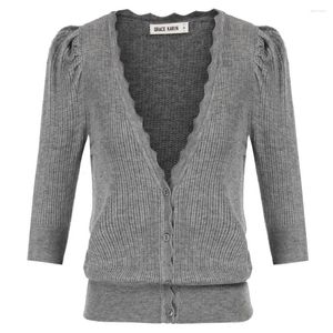 Women's Knits Grace Karin Woman wydrążona teksturowany sweter Bolero Bolero Cardigan Punching V-dions Tops Classic 3/4 Rękaw otwarty przedni przedni dzianina A30