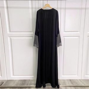 Ethnische Kleidung Black Diamond Muslim Open Abaya Damen Strickjacke Kimono Maxikleid Türkei Dubai Kaftan Arabische Robe Islam Eid Ramadan Kaftan