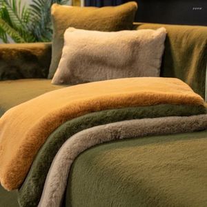 Stol täcker minimalistisk plysch soffa matta vinter tjock anti slip kudde stil kort varm
