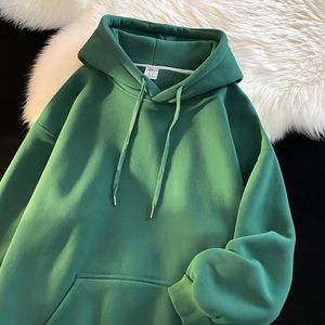 Hiphop män kvinnor mörkgrön hoodie tröja high street mens harajuku mode casual löst fit hooded pullover y2k hoodies 240220