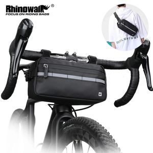 Rhinowalkハンドルバーバッグ自転車バッグフレームパニエバッグ多機能ポータブルショルダーバッグバイクアクセサリー240219