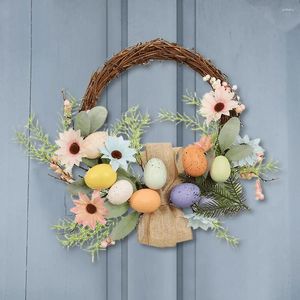 Decorative Flowers Plastic 13.78 In Easter Wreath Artificial Hanging Holiday On Home Indoor Outdoor Front Door