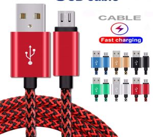 2A USB -kablar Typ C Data Sync Laddning Telefonadapter Tjocklek Stark flätad mikrokabel MM