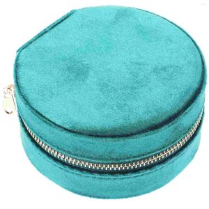 Jewelry Pouches Zipper Necklace Box Round Portable Earrings Organizer Case For Travel