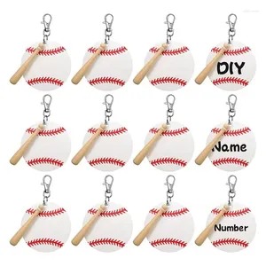 Chaveiros 36 Pcs Beisebol Acrílico Chaveiro Blanks Kit Snap Hooks Wood Bat Atacado