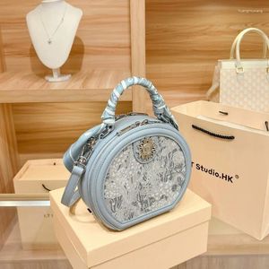 Evening Bags Fashion Sapphire Blue Apple Handbag Minimalist Women's High-quality Circular Cake Single Shoulder Crossbody Bag