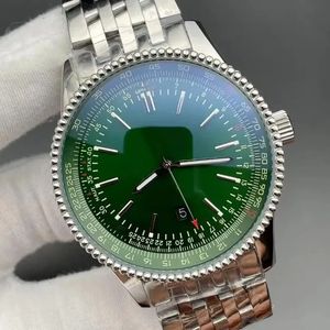 U1 AAA BRETILING 46mm Navitimer Green Dial Watch自動機械ムーブメントシルバーダイヤル50周年記念男性ステンレススチールストラップリストウォッチJ750