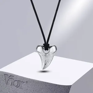 Pendant Necklaces Vnox Cool Fashion Shark Tooth For Men Boy Stainless Steel Animal Teeth Collar Adjustable Black Rope Chain