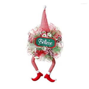 Flores decorativas clássico natal longo legging grinalda festival anão decorações para interior ao ar livre casa ornamento decoração