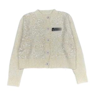 Miumius Designer Knitwear Luxury Fashion For Women Knits Tees Autumn/Winter Wear Fashionable Sequin Sticked Cardigan tröjor Korta Kort