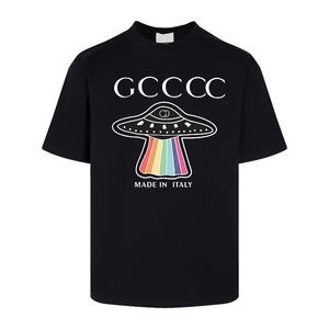 2024 Cartoon Alien Flying Saucer Briefbedrucktes Kurzarm-Designer GGity Fashion T-Shirt Marke Frühling Sommer Herren- und Damen-Trend-T-Shirt aus reiner Baumwolle