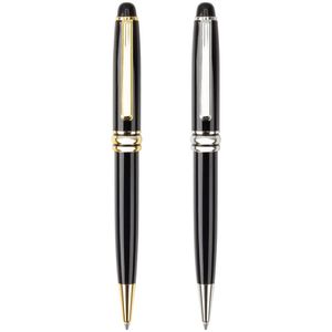 Metal Fine Ballpoint Pen med roterande kulahuvud 1,0 mm och guld Silver Metal Pen Clip School Office Gift