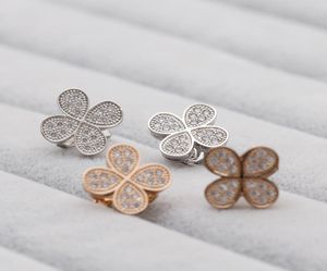 fashion clover design clip on earrings for no pierced hole ears women jewelry micro paved with cubic zirconia5076001