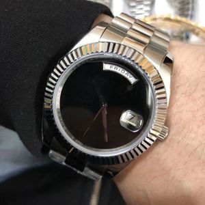 Ny stil 41mm automatisk rörelse Watch Men Date Just Black Dial 316 Rostfritt band Male Watch300w
