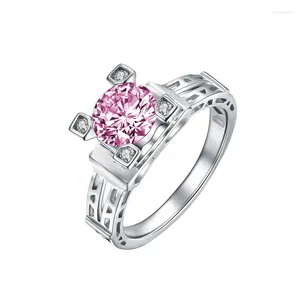 Cluster Rings Selling Inlaid Pink Zircon Ring European And American Paris Eiffel Tower Modeling Simulation Engagement Diamond Female