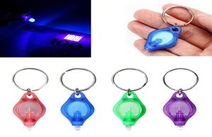 UV -lampor Mini KeyChain LED -ficklampa Promotion Gift Torch Lamp Key Ring Light White Purple Flash Light Ultraviolet5517419