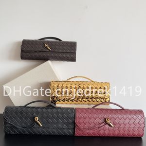 디자이너 럭셔리 핸드백 안 Andiamo Evening Clutch 10A 최고 품질의 나파 가죽 및 일 직조 인트 레코토 파티 디너 저녁 가방 대용량 캐주얼 여성 클러치