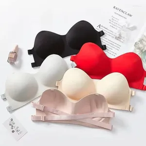 BHs trägerlos für Frauen unsichtbare Push-Up-Unterwäsche nahtlos solide Bralette Dessous senden Schultergurt