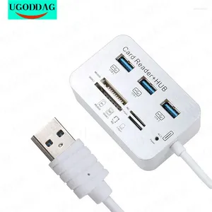 Ports Mini USB HUB Memory Card Reader 3.0 Aluminum With MS SD M2 TF Multi-In-1 For Computer White