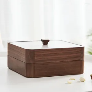 Baking Moulds Walnut Dried Fruit Tray Sealed Year High-End Snack Dish Living Room Compartment Household Solid Wood Candy Box Nut Plate