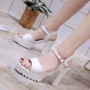 Dress Shoes Female On Sale 2024 Rome Women's Sandals Platform Women Crystal Buckle Strap Chunky Heel Zapatos