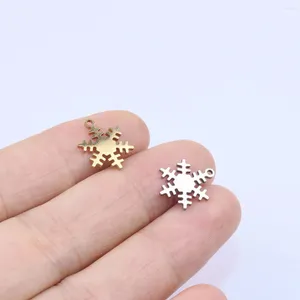 Charms 10pcs 10mm Stainless Steel Snowflake Jewelry Pendant DIY Handcraft Waterproof Antiallergic