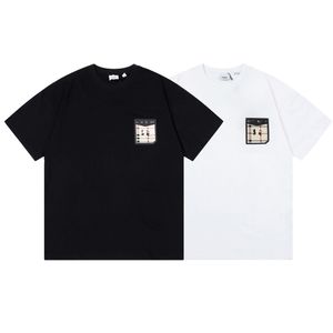 Burr Men's TシャツメンズTシャツ2024SSデザイナー最高品質の男性と女性のTシャツメタルウォーホースパネルレザーレザーポケットルーズファッション260G 100％ピュアコットンヨーロッパサイズ