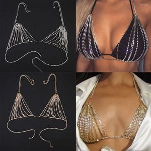 Bras Festival Body Women Charming Sexy Shiny Crystal Jewelry Bikini Chain Bra Lingerie