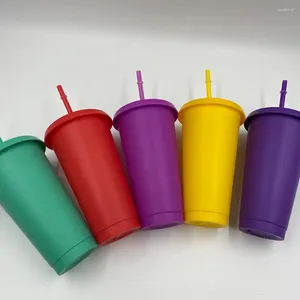 Tumblers Fashion Straw Design Solid Color Christmas Mug Festive Plastic Cup for Camping