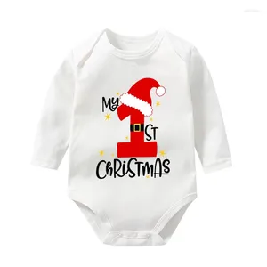 Rompers My 1st Christmas Baby Bodysuits Cotton Born Xmas Party Clothes Infant Boys Long Sleeve Girls Print Jumpsuits