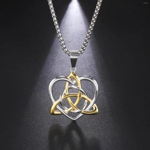 Pendant Necklaces Eueavan Celtic Knot Triquetra Trinity Love Heart Necklace Irish Witch Amulet Vintage Jewelry Mother Day