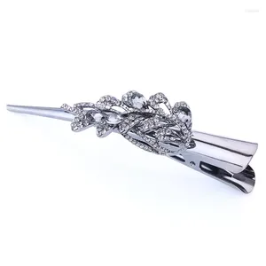 Hair Clips Vintage Crystal Metal Clip Barrette Black Gun Plated Flower Butterfly Jewelry For Women