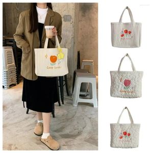 Evening Bags Large Handbag Quilted Embroidery Cute Flower Bubble Cloud Printing Capacity Tote Bag Canvas Classroom