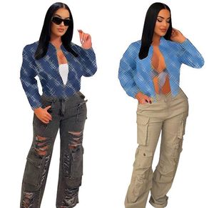 24ss Nova jaqueta jeans feminina designer de marca de moda impressa jaqueta curta feminina D0062