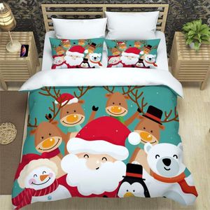 Bettwäsche-Sets, Weihnachtsset, 3D-Weihnachtsmann, Elch, Bettbezug, Bettwäsche, Doppelbett, Einzelbett, 2/3-teilig, Kinderschlafzimmer, Steppdecke, Tröster, Kissenbezug