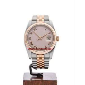 Prezent świąteczny Wysokiej jakości zegarek na rękę męskie zegarek Rose Roman zegarek ze stali nierdzewnej 18K Rose Gold 116231 36mm217W