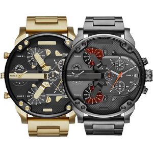 Säljer Sports Military Mens Watches 50mm Big Dial Golden Stainless Steel Fashion Watch Men Luxury Wrist Watch Reloj de Lujo185l