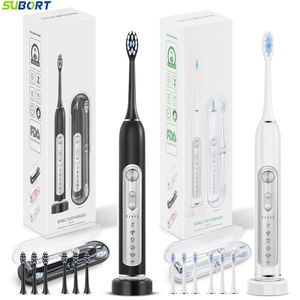 SUBORT Super Sonic Electric Toothbrushes for Adults Kid Smart Timer Whitening Toothbrush IPX7 Waterproof Replaceable Heads Set 240220