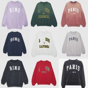 Tasarımcı AB Annie Bing Yeni Kadınlar Moda Trend Sweatshirt Klasik Sıcak Mektup Baskı Yıkama Lavanta Mor Gevşek Pamuk Çok Yönlü Hoodie Sweater Tops