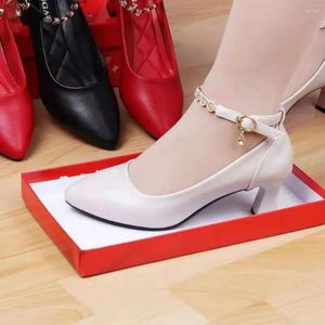 Dress Shoes Zapatos De Mujer Women Cute Round Toe Sky Blue Buckle Strap High Quality Heel Lady Fashion Black Comfort Office Pumps C17b