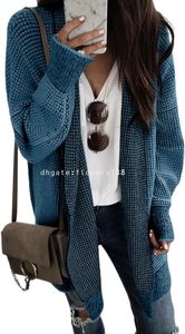 Женские свитера, женский клетчатый кардиган с длинными рукавами и открытой передней частью, свитеры крупной вязки большого размера, пальто