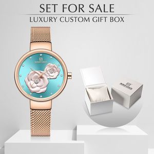 New NAVIFORCE Rose Gold Women Watches Dress Quartz Watch Ladies with Luxury Box Female Wrist Watch Girl Clock Set for 183s